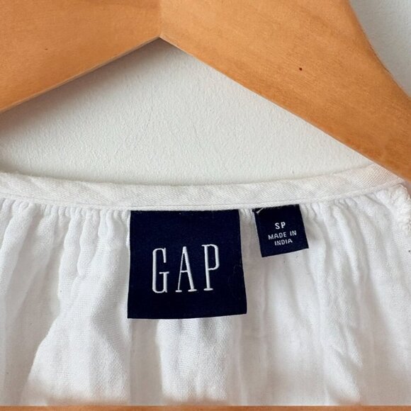 Gap Crinkle Gauze Boatneck Button-Front Top White Size Small - Picture 7 of 8